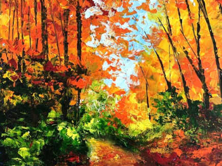 Autumn Trail Palette-Knife Painting